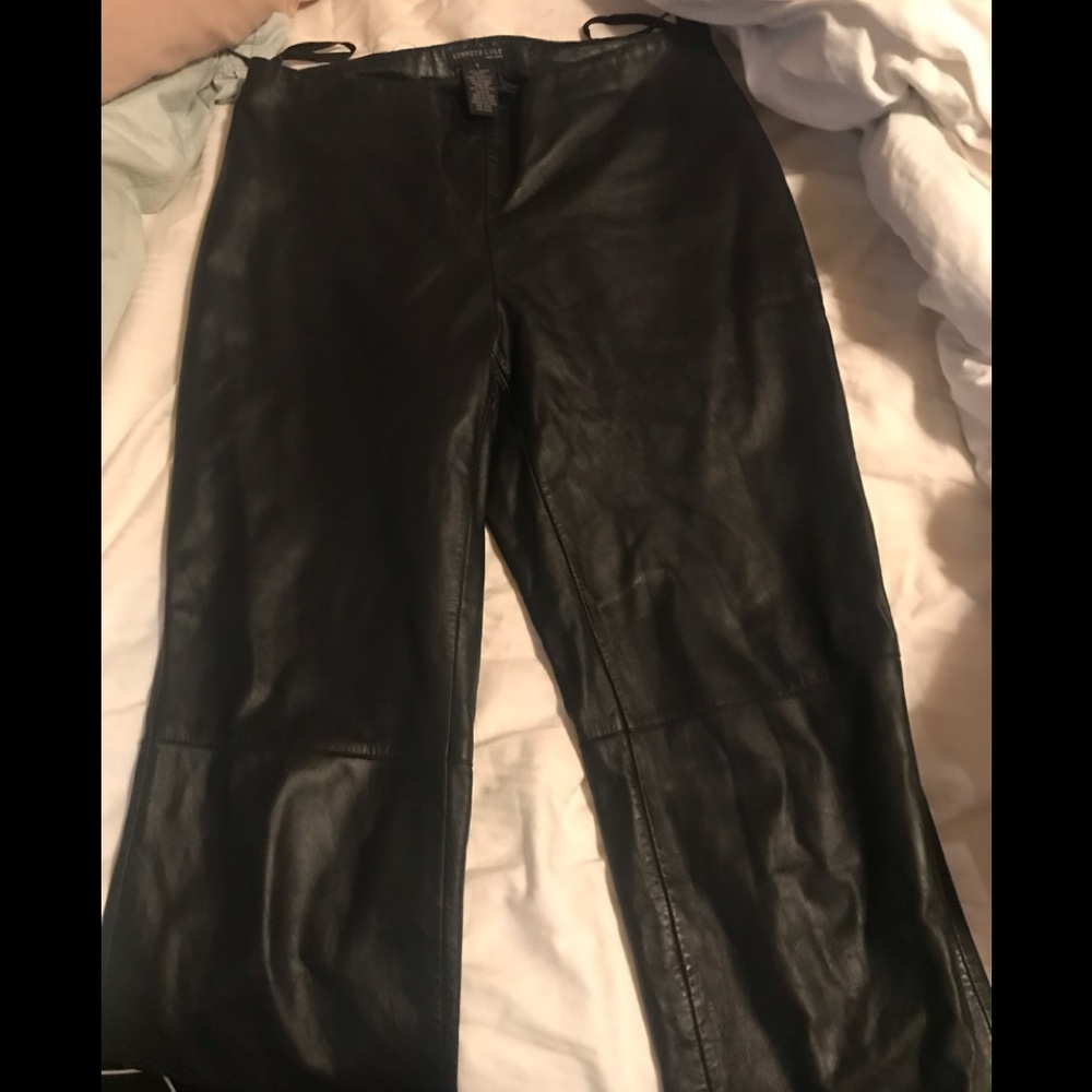 Genuine black leather pants